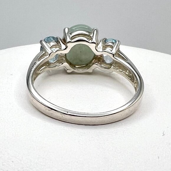 Avon Genuine Jade and Blue Topaz 925 Ring - Picture 3 of 4
